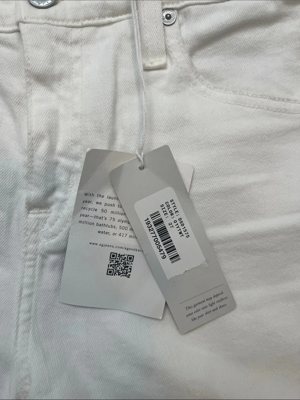 AG Adriano Goldschmied Women's Ex Boyfriend Slim Jeans slouchy white size 27 NWT